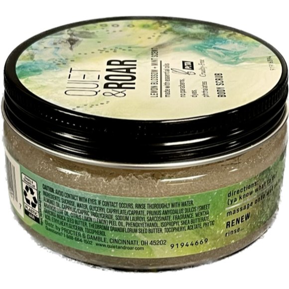 Quiet & Roar Lemon Blossom + Mint Scent Body Scrub with Essential Oils 8 oz NEW - Picture 3 of 6